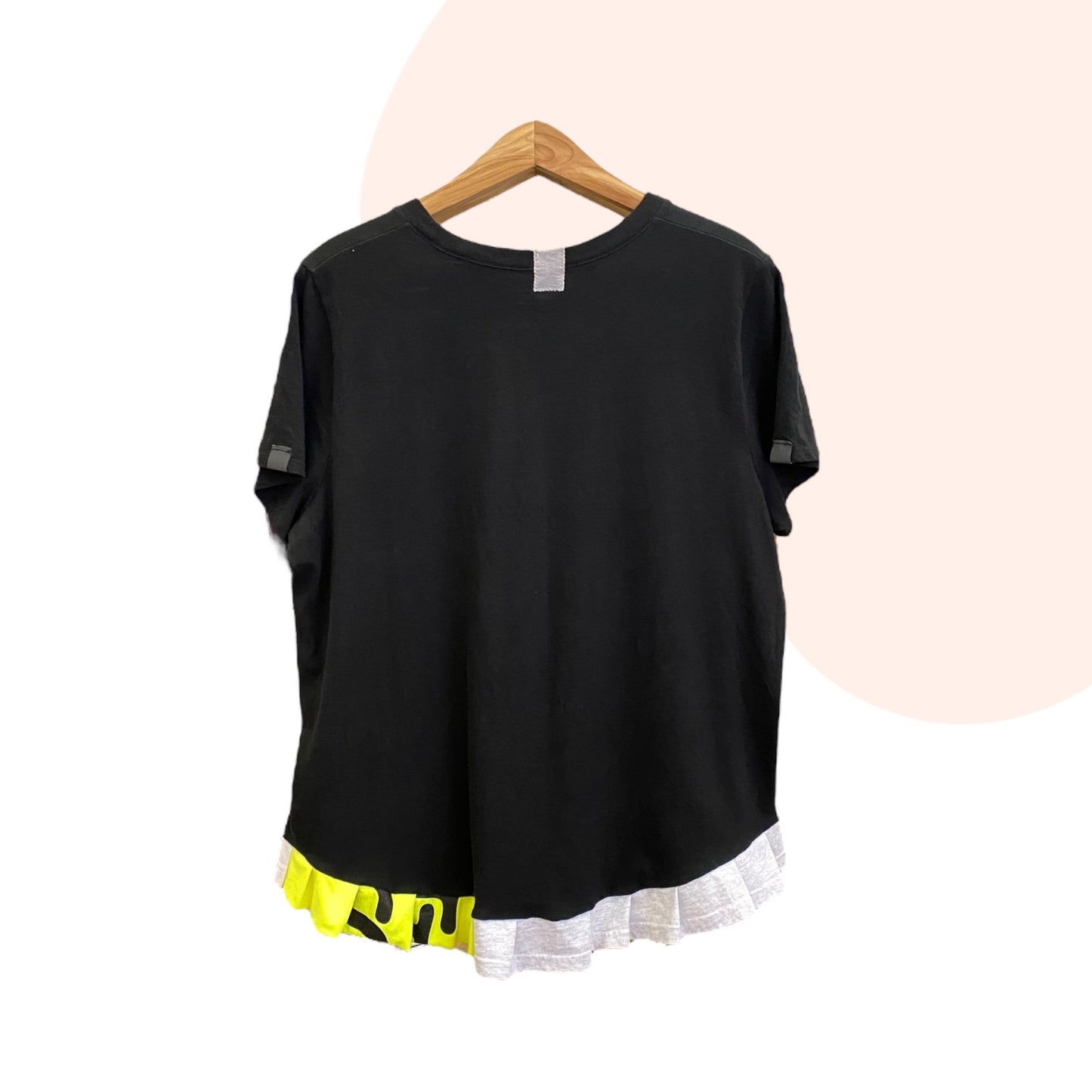 Patchwork Top #24 - Black / White / Neon Yellow - Size XL