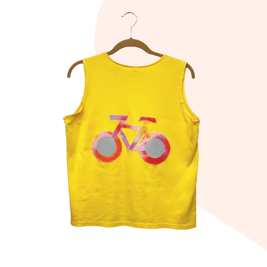 Reflective Appliqué Tank Top #44 - Yellow - Size M