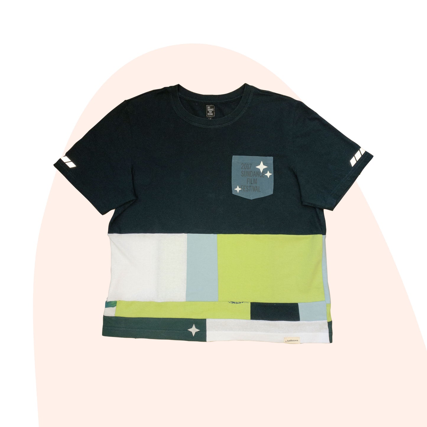 Patchwork Shirt #13 - Green / Blue - Size L