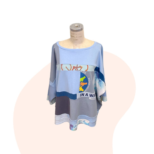 Patchwork Shirt #14 - Blue / Cool Tones - Size inclusive