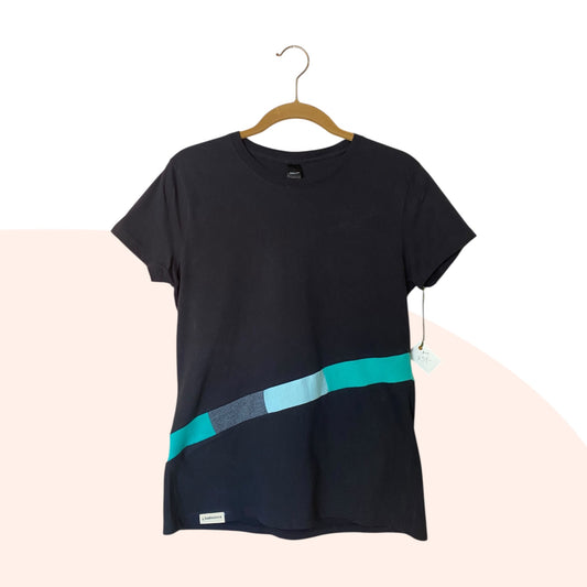 Patchwork Top #44 - Black / Green - Size S